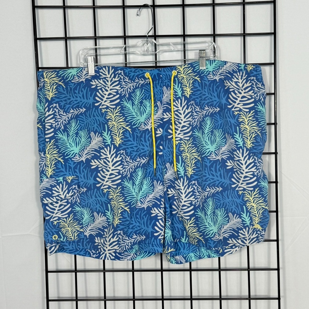 Tommy Bahama Relax Swim Trunks Mens XXL Blue Coral Tropical AOP Beach Resortwear